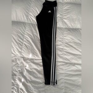 Adidas Black Leggings with White Stripes